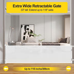 Retractable Baby Gate, Mesh Baby Gate Or Mesh Dog Gate, 33" Tall, Extends Up To 55" Wide - Child Safety Gate For Doorways, Stairs, Hallways, Indoor/Outdoor - For Parents & Pet Owners -  Provides Secure Containment - Ideal Gif