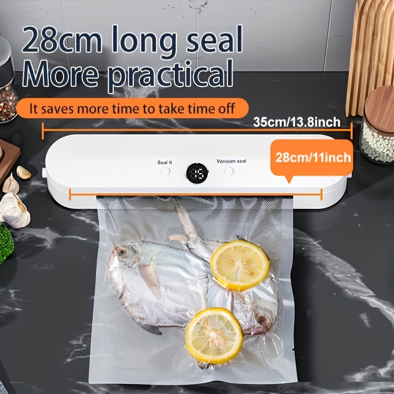 Compact One-button Automatic Vacuum Sealing Machine - Household Food Sealing Device for Vacuum Low Temperature Method and Dry Wet Food - Small Fresh-keeping Plastic Sealing Machine