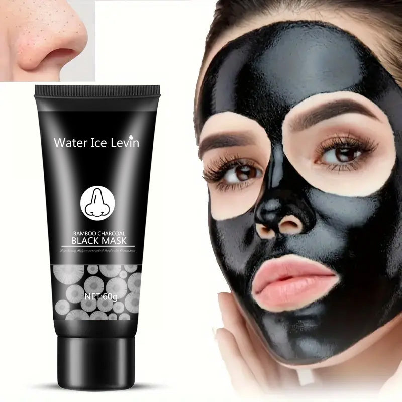 Revitalizing Bamboo Charcoal Facial Cleansing Mask - Deep Pore Minimizer, Effective Blackhead Remover, Gentle & Non-Irritating, Moisturizing Hibiscus Scent, Suitable for All Skin Types, Includes Pore Cleansing Strips for a Ra