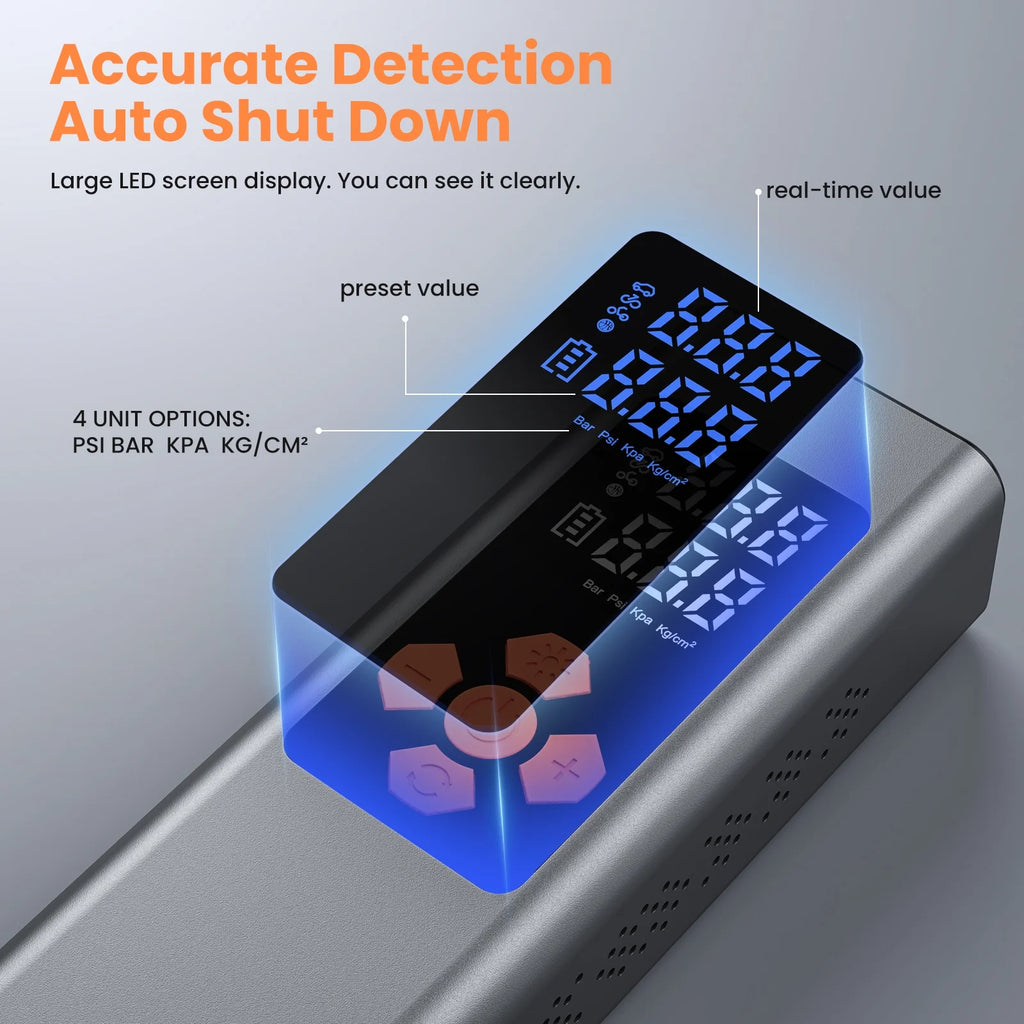 Tire Inflator Portable Air Compressor, Cordless 150PSI Car Air Pump with Digital Pressure Gauge, Electric Tire Pump with 7500 Mah Battery, Mini Car Tire Inflator with LED for Car, Bike, Ball
