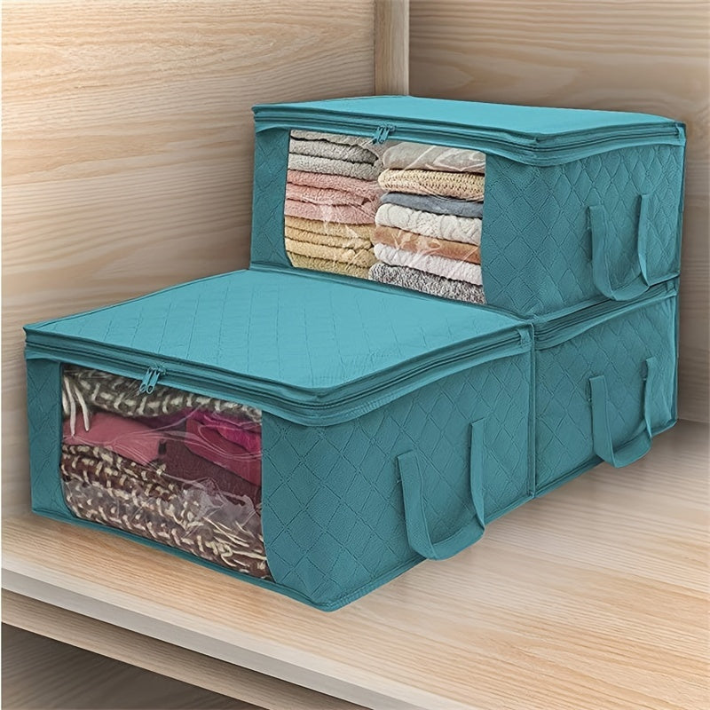 3-piece Tote Bag, Clothes Storage, Foldable Storage Bag, Used To Organize The Bedroom Wardrobe, with A Cover, Can Store Clothes Quilts, Convenient Sorting and Space-saving Design.