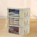 3-piece Tote Bag, Clothes Storage, Foldable Storage Bag, Used To Organize The Bedroom Wardrobe, with A Cover, Can Store Clothes Quilts, Convenient Sorting and Space-saving Design.