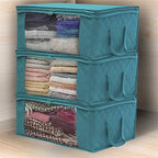 3-piece Tote Bag, Clothes Storage, Foldable Storage Bag, Used To Organize The Bedroom Wardrobe, with A Cover, Can Store Clothes Quilts, Convenient Sorting and Space-saving Design.