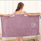 1pc Ultra-Soft Coral Velvet Bath Towel Skirt with Bowknot Design - Quick Dry, No Hair Loss, One Size Fits Most (5'2"-5'74", 132lbs-176lbs), Grey with White Pockets & Ties
