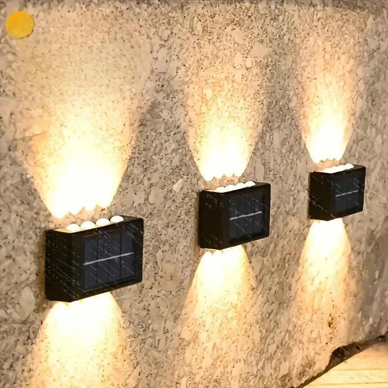1pc 6-10 LEDs Solar Outdoor Wall Decorative Landscape Lighting Lights Fixtures Suitable For Courtyard Villa Fence Terrace Garden