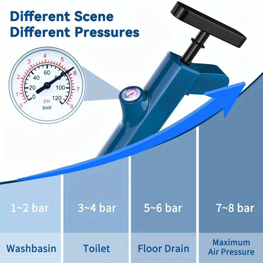 High Pressure Air Toilet Plunger Set, Stainless Steel Toilet Snake Toilet Unclogger, Air Drain Blaster Plunger for Kitchen Sink, Toilet, Bathroom, Clogged Pipe