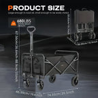 220LBS/ 450LBS/ 680LBS All Terrain Heavy Duty Folding Cart, Large Capacity Camper Suitable for Yard Shopping/ Sports/ Outdoor/ Gardening Equipment Handling, Black Multifunctional Utility Cart, Gardening Transport, Shopping Ca