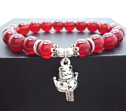 Cute Dog Bracelet with Red Agate & S925 Silver