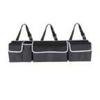 Universal Fit Car Seat Back Organizer, Large Capacity 600D Oxford Fabric with Multiple Pockets, Polyester Fiber Material, Vehicle Storage Solution