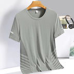 Running T-shirt Men Summer Ice Silk Thin Top Reflective Printing Quick Dry Short Sleeve Breathable Fitness Sports T-shirt 5XL