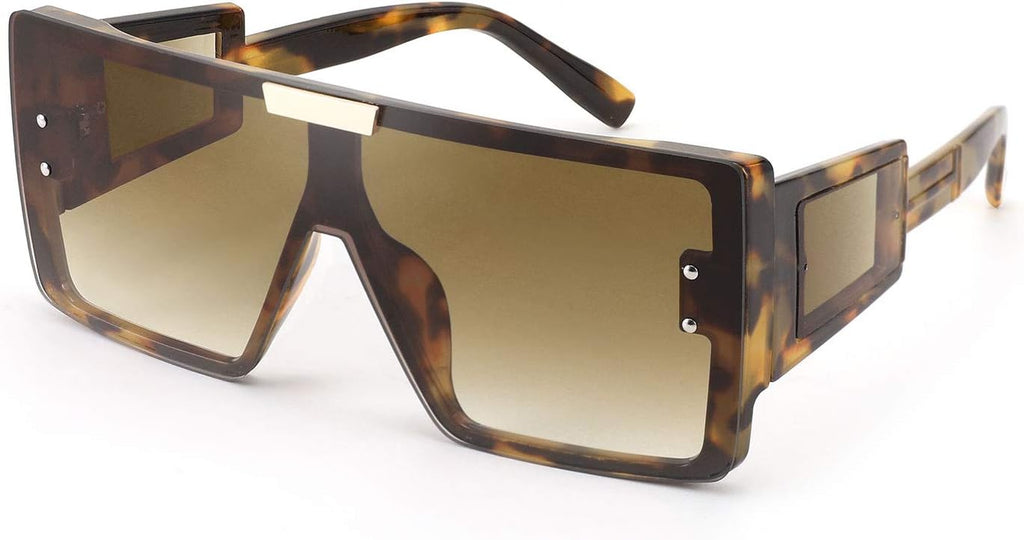 FEISEDY Square Oversized Flat Top Sunglasses with Side Lens Integrated for Women Men B4028