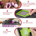 13-in-1 Multifunctional Vegetable Chopper and Slicer with 8 Stainless Steel Blades, Detachable Plastic Body, Includes Storage Container - Ideal for Onions, Carrots, Garlic - Gray, valentines gifts for men