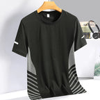 Running T-shirt Men Summer Ice Silk Thin Top Reflective Printing Quick Dry Short Sleeve Breathable Fitness Sports T-shirt 5XL