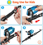 Kids Fishing Pole with Spincast Reel Telescopic Fishing Rod Combo Full Kits for Boys, Girls, and Adults