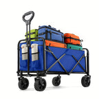 220LBS/ 450LBS/ 680LBS All Terrain Heavy Duty Folding Cart, Large Capacity Camper Suitable for Yard Shopping/ Sports/ Outdoor/ Gardening Equipment Handling, Black Multifunctional Utility Cart, Gardening Transport, Shopping Ca