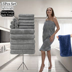 15pcs Ultra-Soft Microfiber Towel Set - Includes 300GSM Bath, Hand & Washcloths in Multiple Colors - Perfect for Home & Hotel Showers