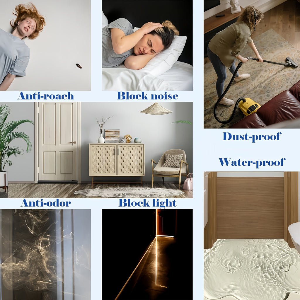 High Resistance Rubber and Fabric Soundproof Draft Stopper - 1 Under Door Energy Saving Waterproof Seal Strip, 36.61 Inch - for Bedroom Doors, Under Door Mount