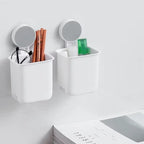 Wall-Mounted Portable Toothbrush and Toothpaste Holder with Waterproof Design - Drill-Free Bathroom Storage Organizer