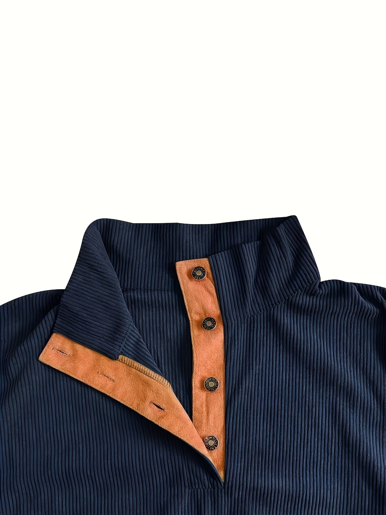 Men'S Casual Jacket for Autumn And Winter, Featuring a Loose Fit, Corduroy Fabric, Stand-Up Collar, Long Sleeves, And Button- Design.