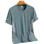 Running T-shirt Men Summer Ice Silk Thin Top Reflective Printing Quick Dry Short Sleeve Breathable Fitness Sports T-shirt 5XL