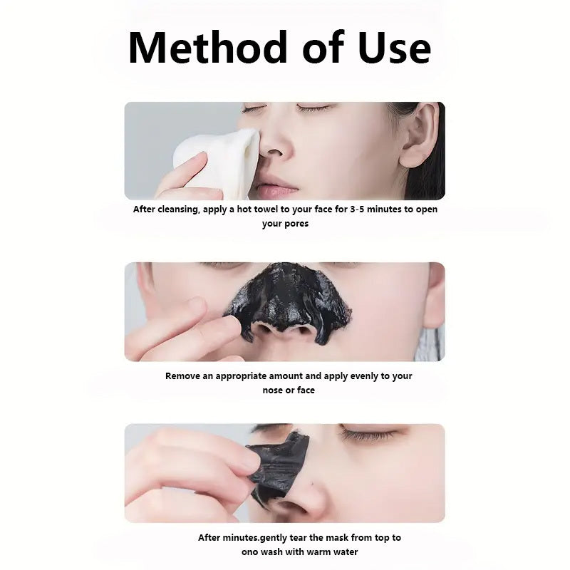 Revitalizing Bamboo Charcoal Facial Cleansing Mask - Deep Pore Minimizer, Effective Blackhead Remover, Gentle & Non-Irritating, Moisturizing Hibiscus Scent, Suitable for All Skin Types, Includes Pore Cleansing Strips for a Ra
