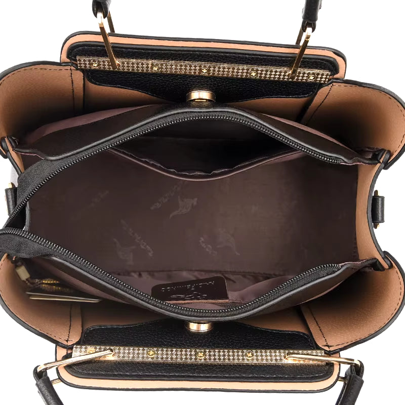 Luxury 3-Layer Leather Handbags for Women - Designer Crossbody Tote Bag with Large Capacity 2024