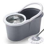 Mop and Bucket Set, 360° Spin Mop and Bucket with Wringer Set and 4 Microfiber Mop Refills, Stainless Steel, Extended Handle Spinning Mop Bucket System for Floor Cleaning