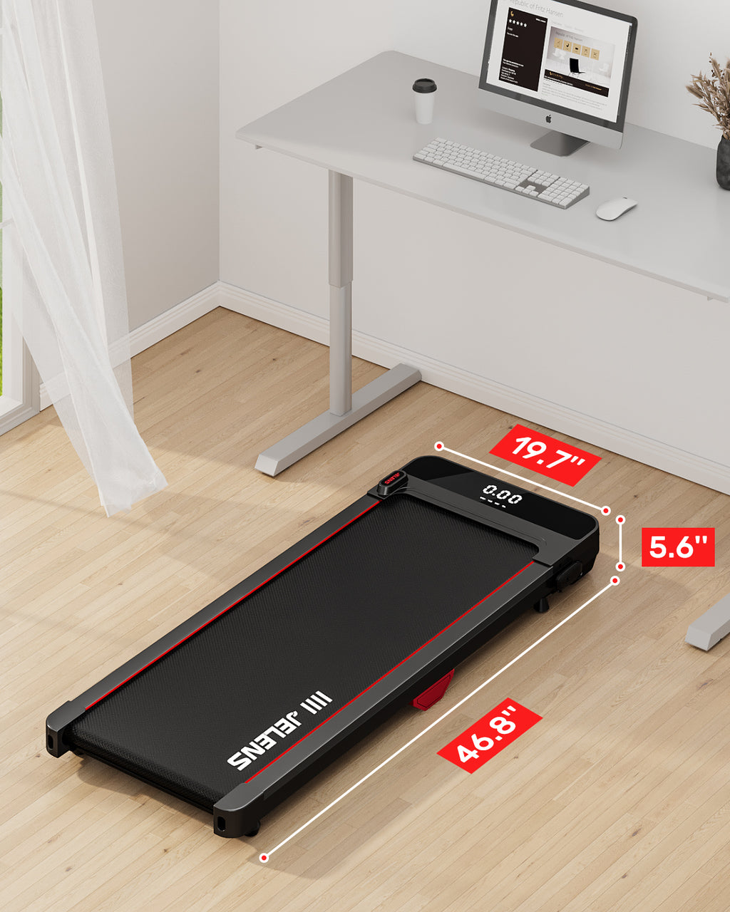Walking Pad, under Desk Treadmill, 2.5HP Portable Treadmills for Home Office, Walking Jogging Machine with Remote Control, LED Display
