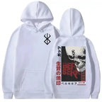 Men's Casual Oversized Hoodie - Anime Berserk Guts Graphic Print with Swordsman Casca and Brand of Sacrifice Zodd Design