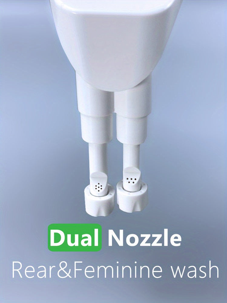 Advanced Bidet Attachment for Toilet Seat - Dual Nozzle Rear and Feminine Wash with Adjustable Water Pressure Sprayer, Non-Electric Shattaf Butt Cleaner with Universal Adapter for US and Canada, White Color
