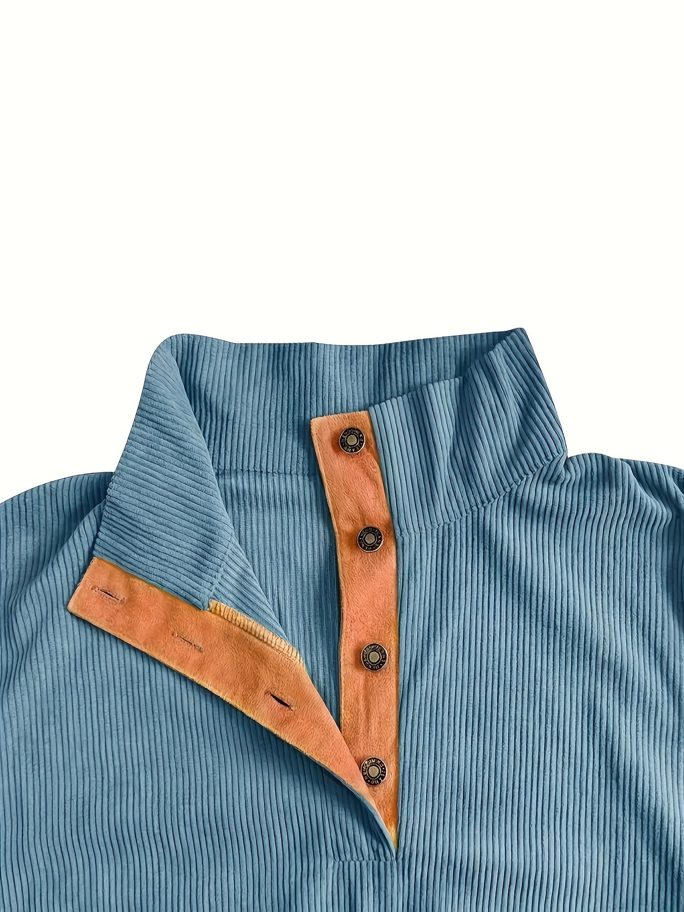 Men'S Casual Jacket for Autumn And Winter, Featuring a Loose Fit, Corduroy Fabric, Stand-Up Collar, Long Sleeves, And Button- Design.