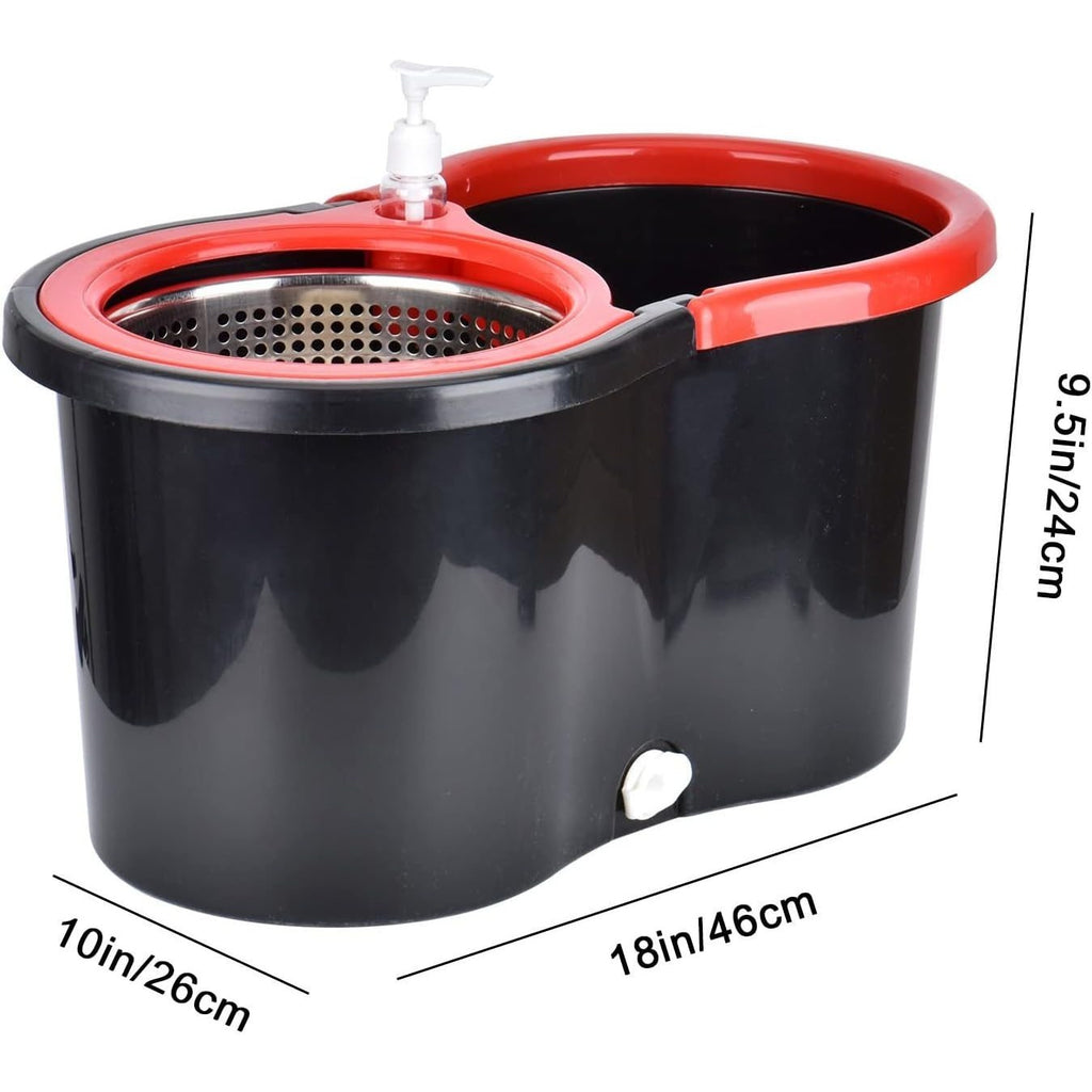 Mop and Bucket Set, 360° Spin Mop and Bucket with Wringer Set and 4 Microfiber Mop Refills, Stainless Steel, Extended Handle Spinning Mop Bucket System for Floor Cleaning
