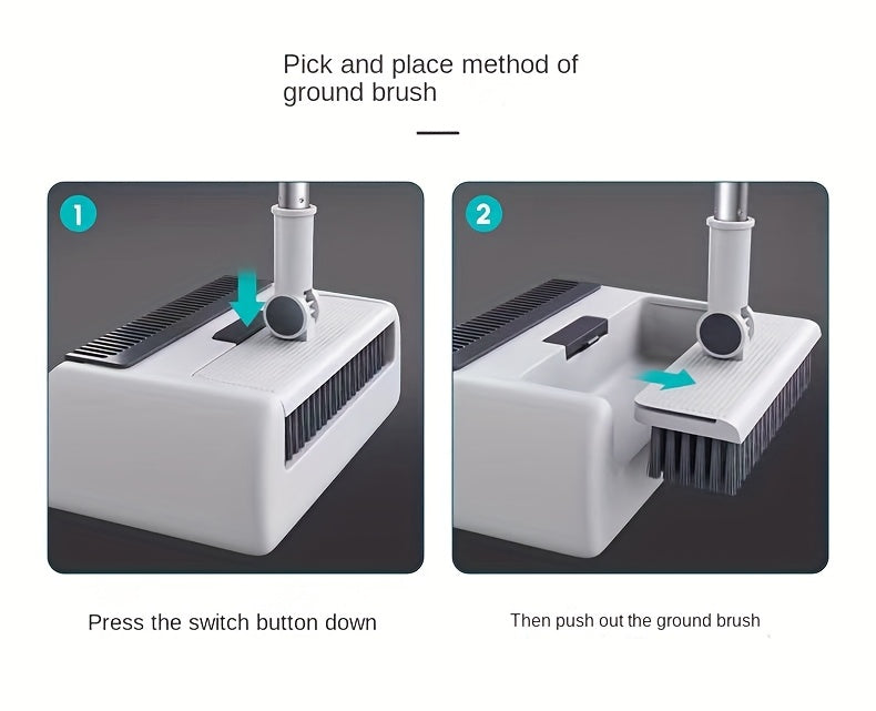 3 In1 Set, Household Broom And Dustpan Set, Long Handle Floor Cleaning Broom Dustpan Set, Rotatable Broom And Dustpan With Comb Tooth, Non-stick Hair, To Remove Dust And Garbage, For Home, Kitchen, Office, Cleaning Tool, Clea