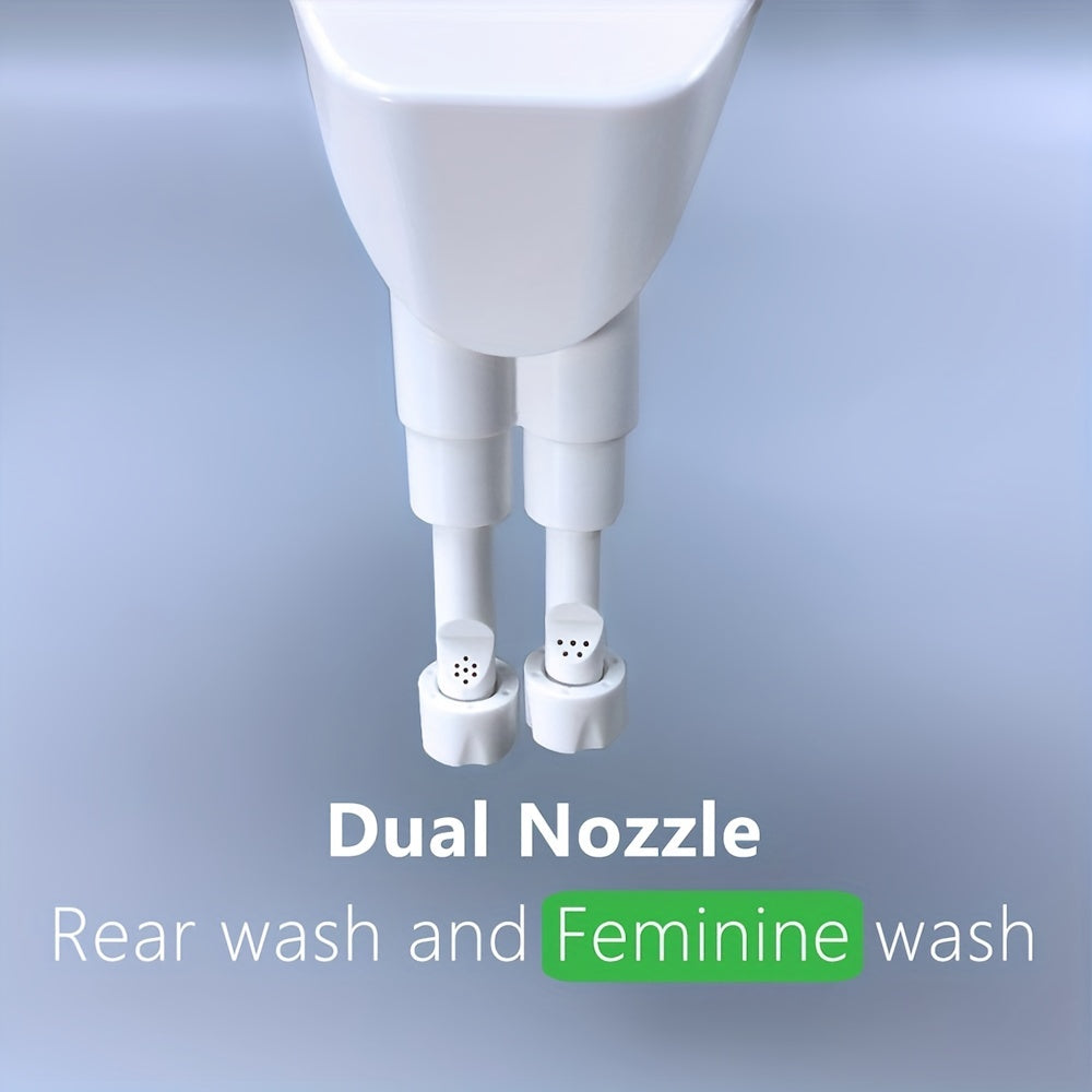 Advanced Bidet Attachment for Toilet Seat - Dual Nozzle Rear and Feminine Wash with Adjustable Water Pressure Sprayer, Non-Electric Shattaf Butt Cleaner with Universal Adapter for US and Canada, White Color