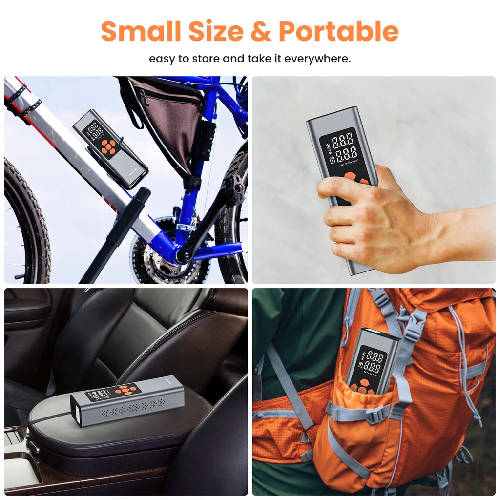 Tire Inflator Portable Air Compressor, Cordless 150PSI Car Air Pump with Digital Pressure Gauge, Electric Tire Pump with 7500 Mah Battery, Mini Car Tire Inflator with LED for Car, Bike, Ball