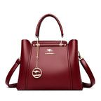 Luxury 3-Layer Leather Handbags for Women - Designer Crossbody Tote Bag with Large Capacity 2024