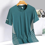 Running T-shirt Men Summer Ice Silk Thin Top Reflective Printing Quick Dry Short Sleeve Breathable Fitness Sports T-shirt 5XL