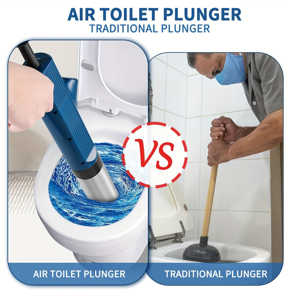 High Pressure Air Toilet Plunger Set, Stainless Steel Toilet Snake Toilet Unclogger, Air Drain Blaster Plunger for Kitchen Sink, Toilet, Bathroom, Clogged Pipe