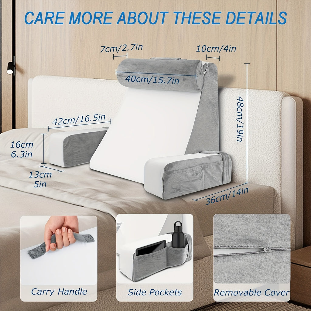 Reading Pillow for Sitting in Bed Adult, Back Pillow for Bed Sitting up, Reading & Bed Rest Pillows for Watching TV/Reading/Gaming/Resting in Bed, Couch or Floor, Medium 19"