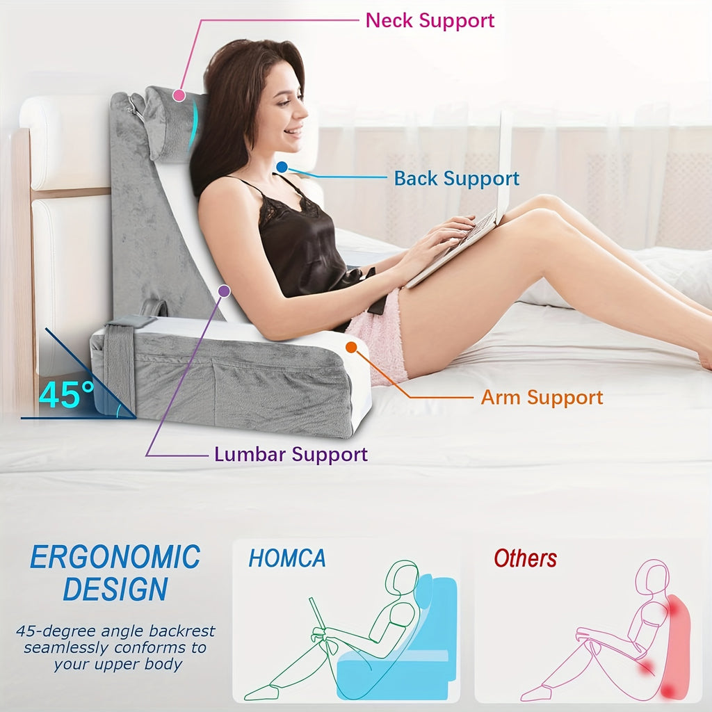 Reading Pillow for Sitting in Bed Adult, Back Pillow for Bed Sitting up, Reading & Bed Rest Pillows for Watching TV/Reading/Gaming/Resting in Bed, Couch or Floor, Medium 19"