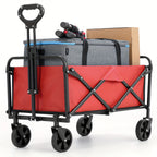 220LBS/ 450LBS/ 680LBS All Terrain Heavy Duty Folding Cart, Large Capacity Camper Suitable for Yard Shopping/ Sports/ Outdoor/ Gardening Equipment Handling, Black Multifunctional Utility Cart, Gardening Transport, Shopping Ca