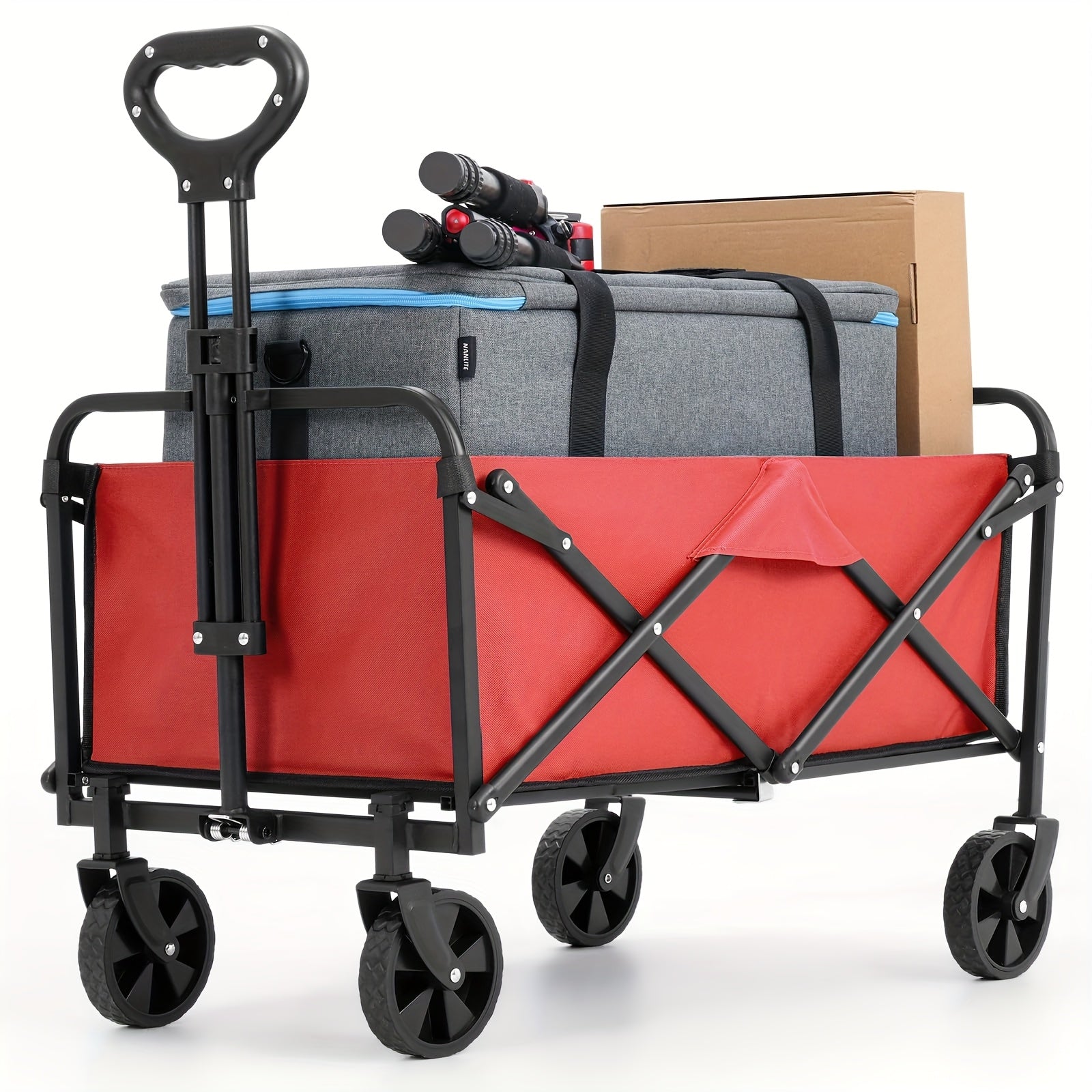 220LBS/ 450LBS/ 680LBS All Terrain Heavy Duty Folding Cart, Large Capacity Camper Suitable for Yard Shopping/ Sports/ Outdoor/ Gardening Equipment Handling, Black Multifunctional Utility Cart, Gardening Transport, Shopping Ca