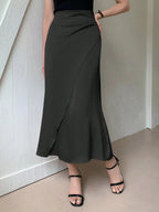 European and American Amazon Popular Satin Satin Skirt Foreign Trade Independent Station New Mid-Length Imitation Silk Skirt