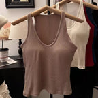 Breast Cover Beautiful Comes with Chest Pad Camisole Women's 2024 New Style Inner Wear Beautiful Back Slim-fit Slim-fit Neck Top