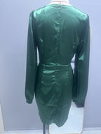 Cross V Neck Dress Satin Long-Sleeved Dress Amazon Cross-Border Lady Style Slim Fit Women's Clothing
