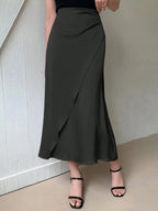 European and American Amazon Popular Satin Satin Skirt Foreign Trade Independent Station New Mid-Length Imitation Silk Skirt