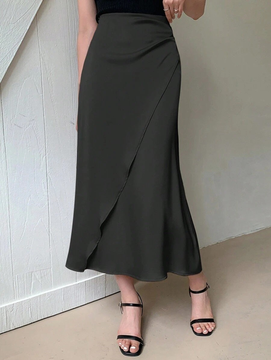 European and American Amazon Popular Satin Satin Skirt Foreign Trade Independent Station New Mid-Length Imitation Silk Skirt
