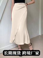 European and American Amazon Popular Satin Satin Skirt Foreign Trade Independent Station New Mid-Length Imitation Silk Skirt
