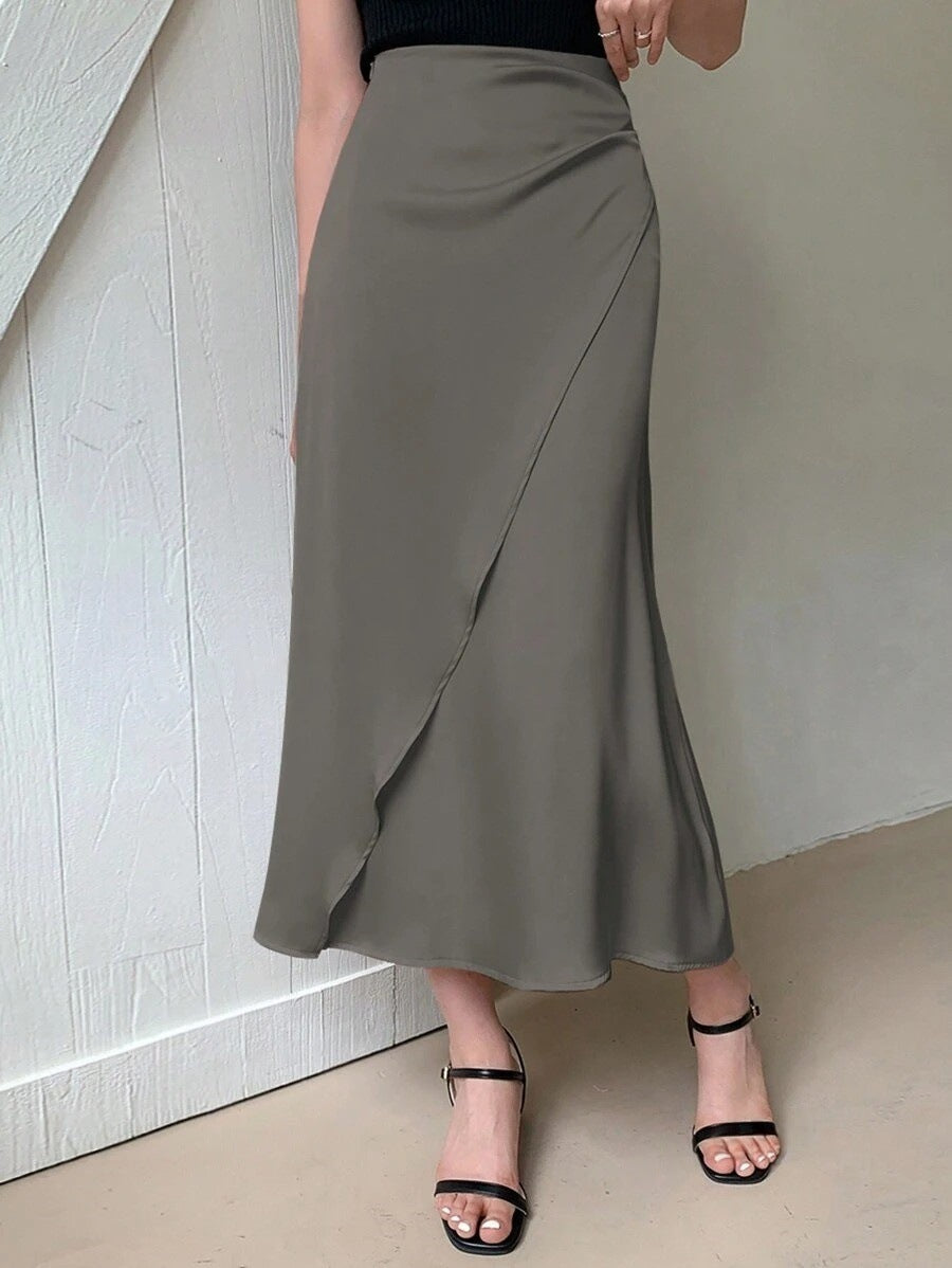 European and American Amazon Popular Satin Satin Skirt Foreign Trade Independent Station New Mid-Length Imitation Silk Skirt