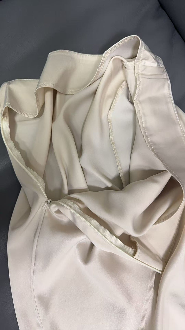 European and American Amazon Popular Satin Satin Skirt Foreign Trade Independent Station New Mid-Length Imitation Silk Skirt